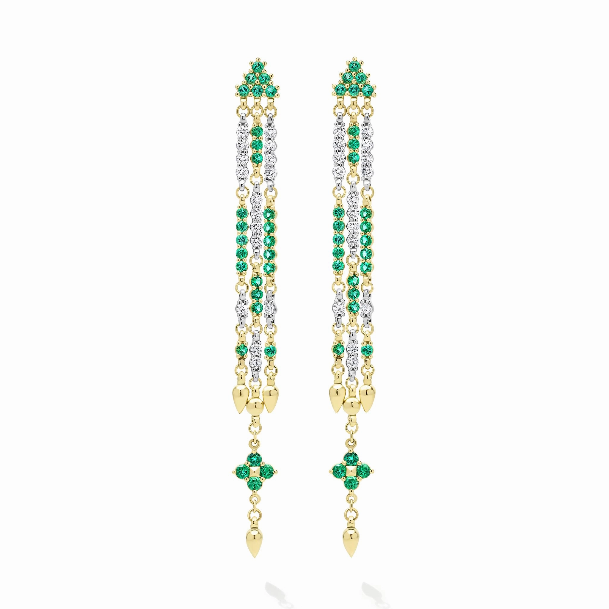 Studio 18K Gold Emerald and Diamond Drop Earrings