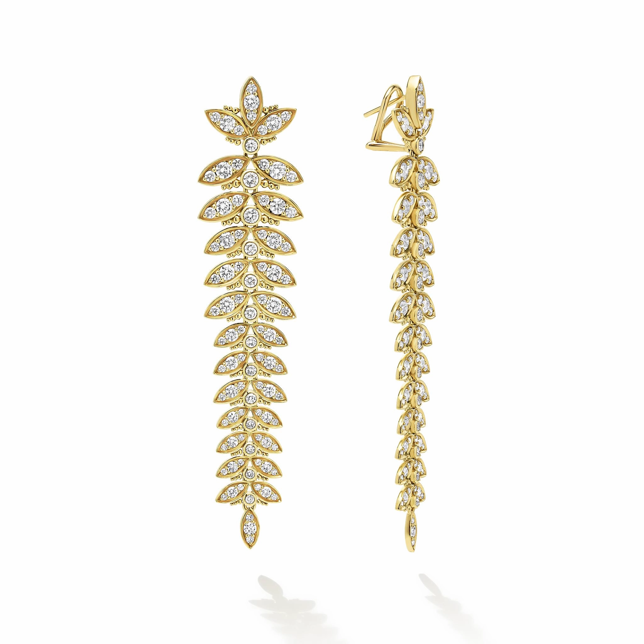 Studio 18K Gold Leaf Diamond Drop Earrings