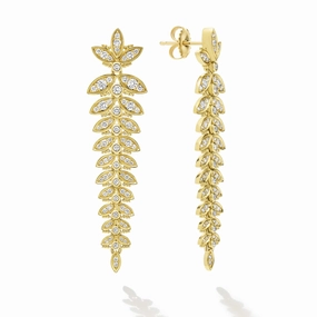 Studio 18K Gold Leaf Diamond Drop Earrings