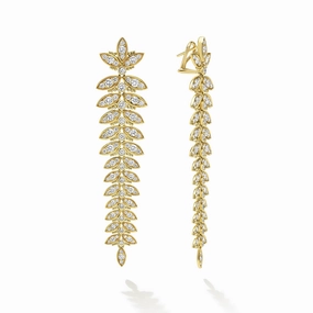 Studio 18K Gold Leaf Diamond Drop Earrings