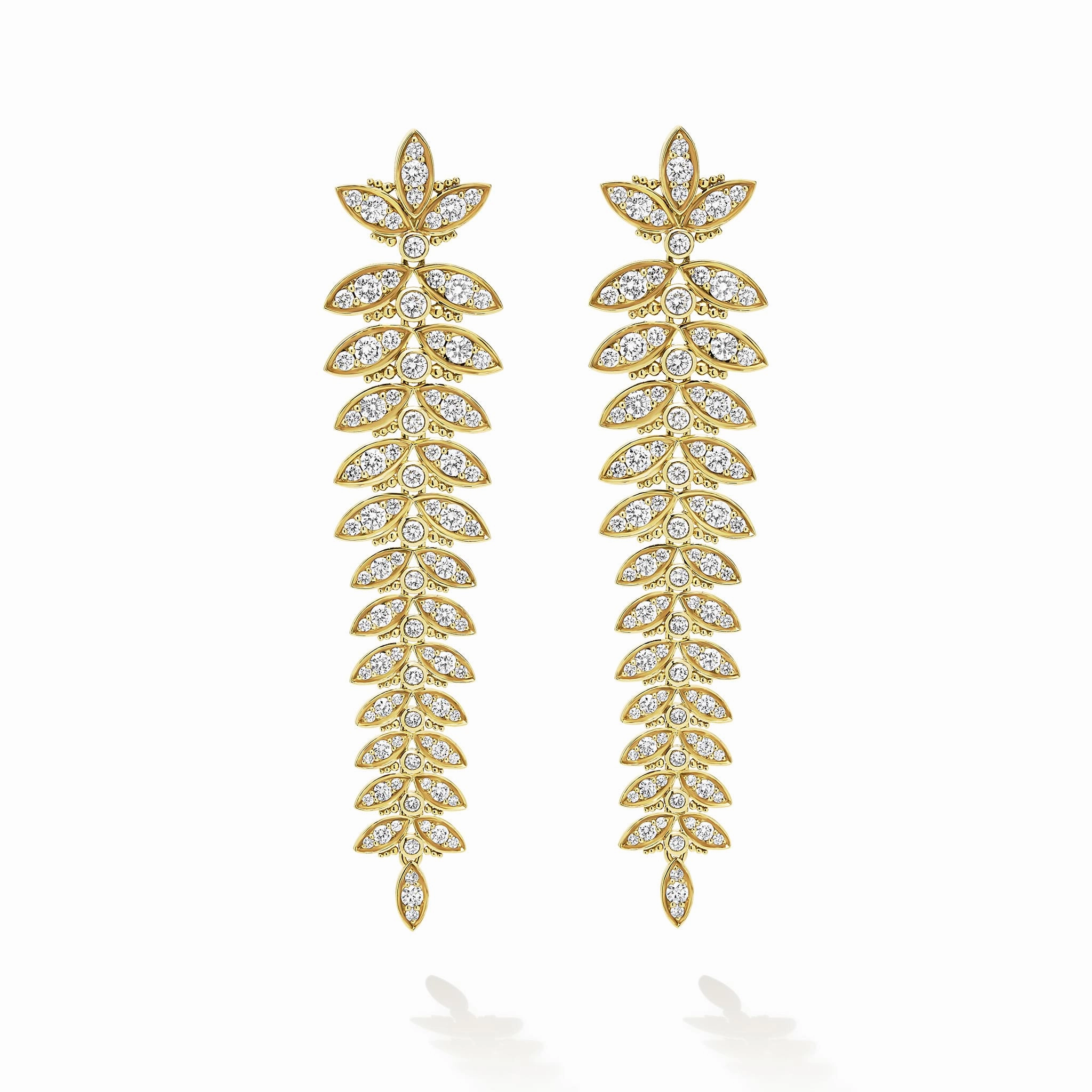 Studio 18K Gold Leaf Diamond Drop Earrings