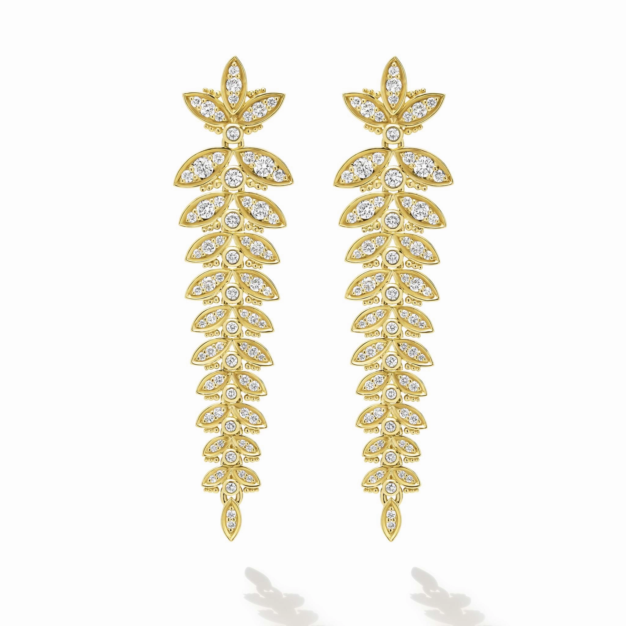 Studio 18K Gold Leaf Diamond Drop Earrings