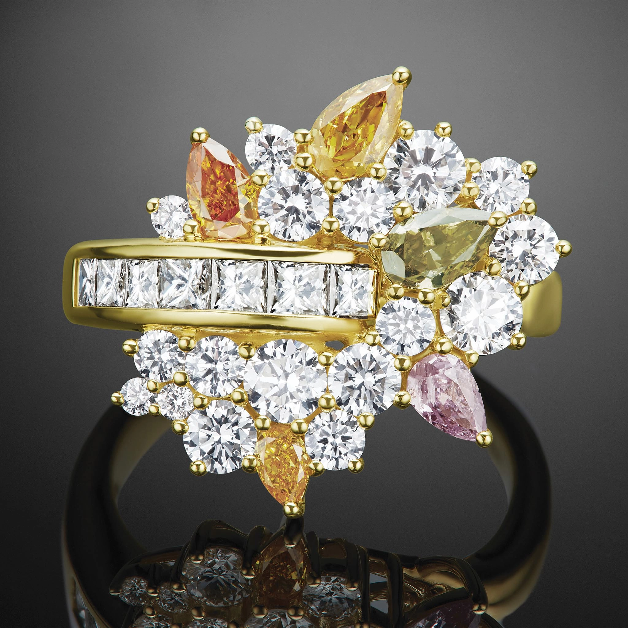 Studio 18K Gold Multi Color Diamond Ring