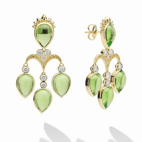 Studio 18K Gold Peridot & Diamond Drop Earrings