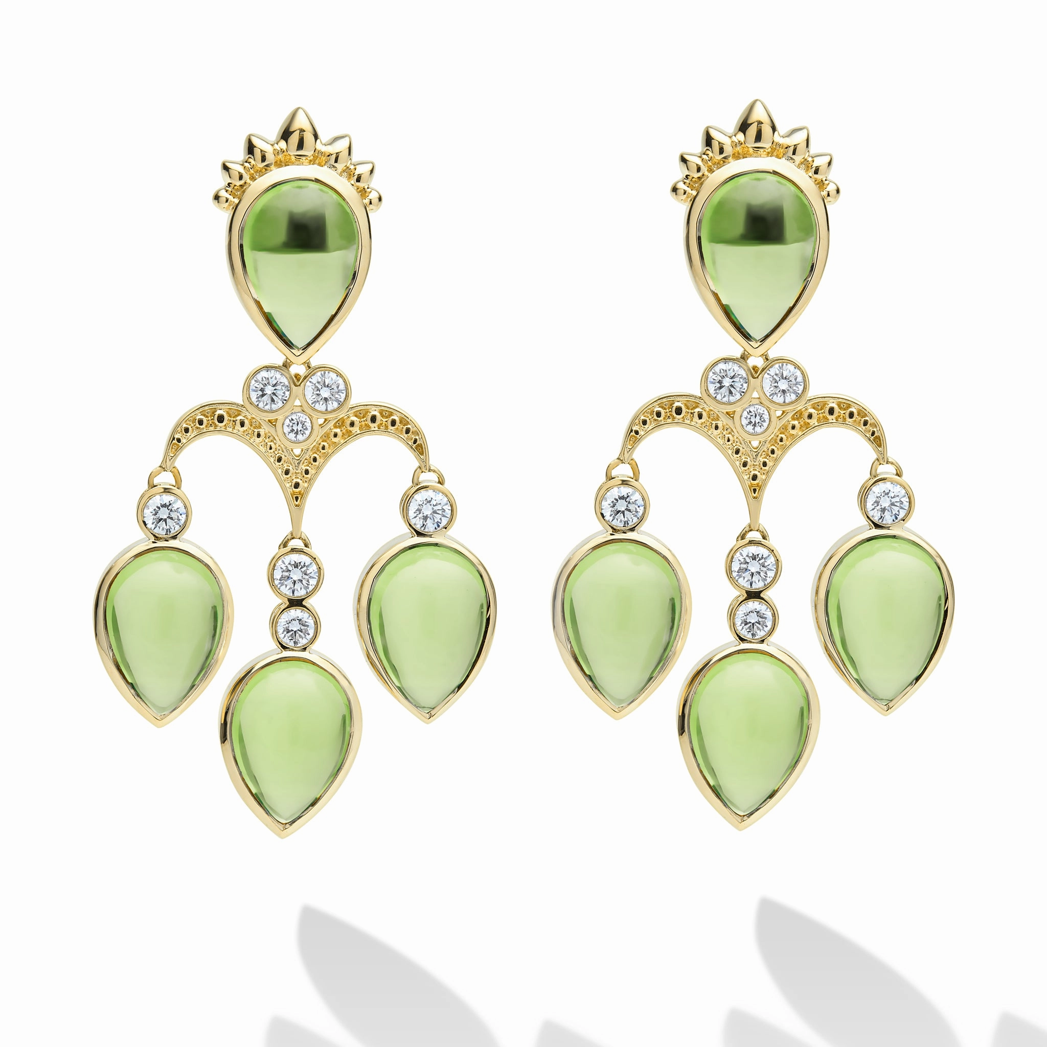 Studio 18K Gold Peridot & Diamond Drop Earrings