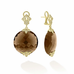 Studio 18K Gold Smokey Quartz Drop Earrings