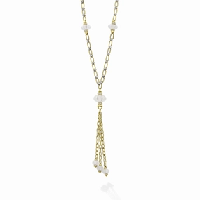 Studio 18K Milky Quartz Link Necklace