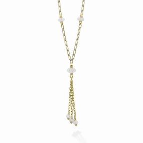 Studio 18K Milky Quartz Link Necklace