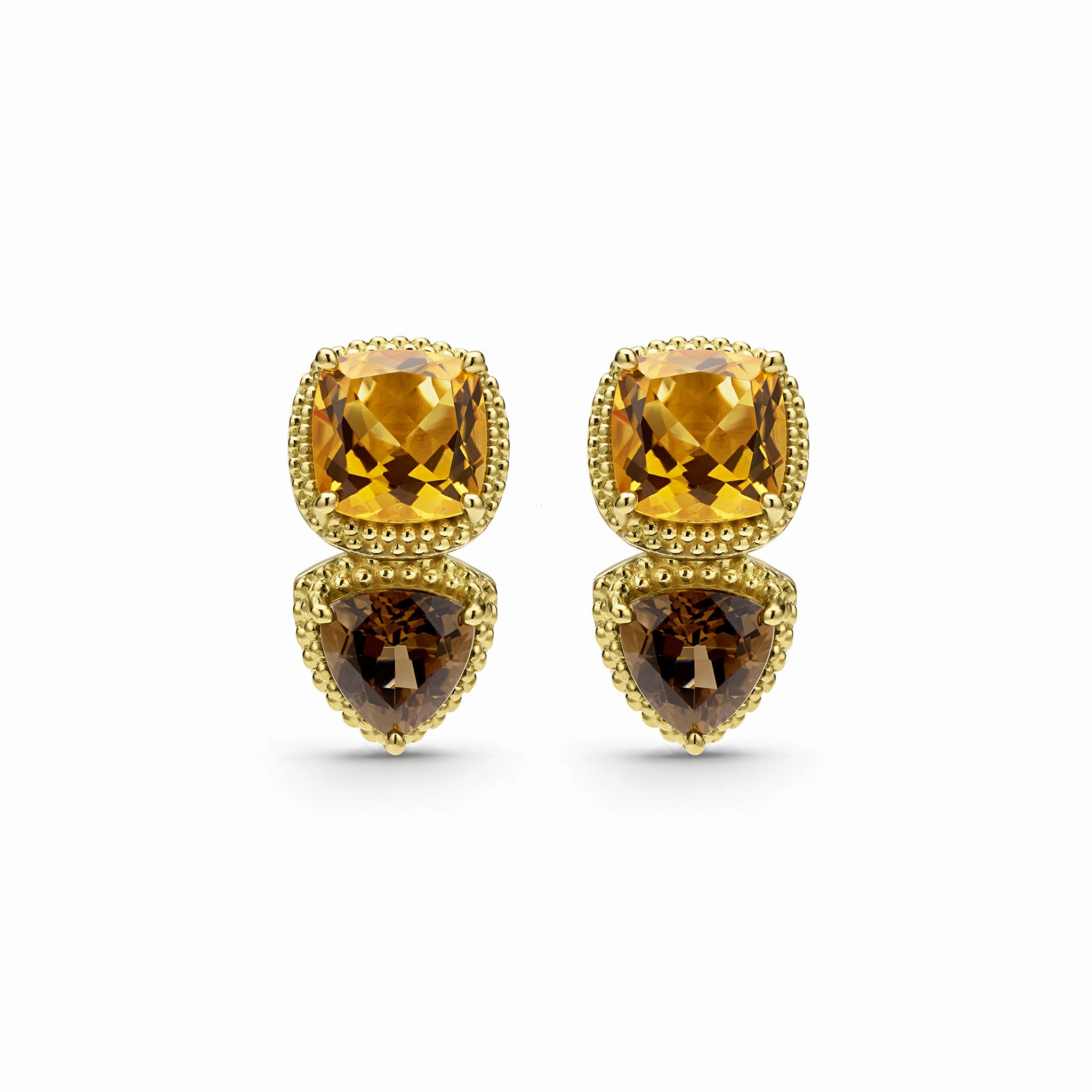 Studio 18K Smokey Quartz and Citrine Omega Clip Earrings