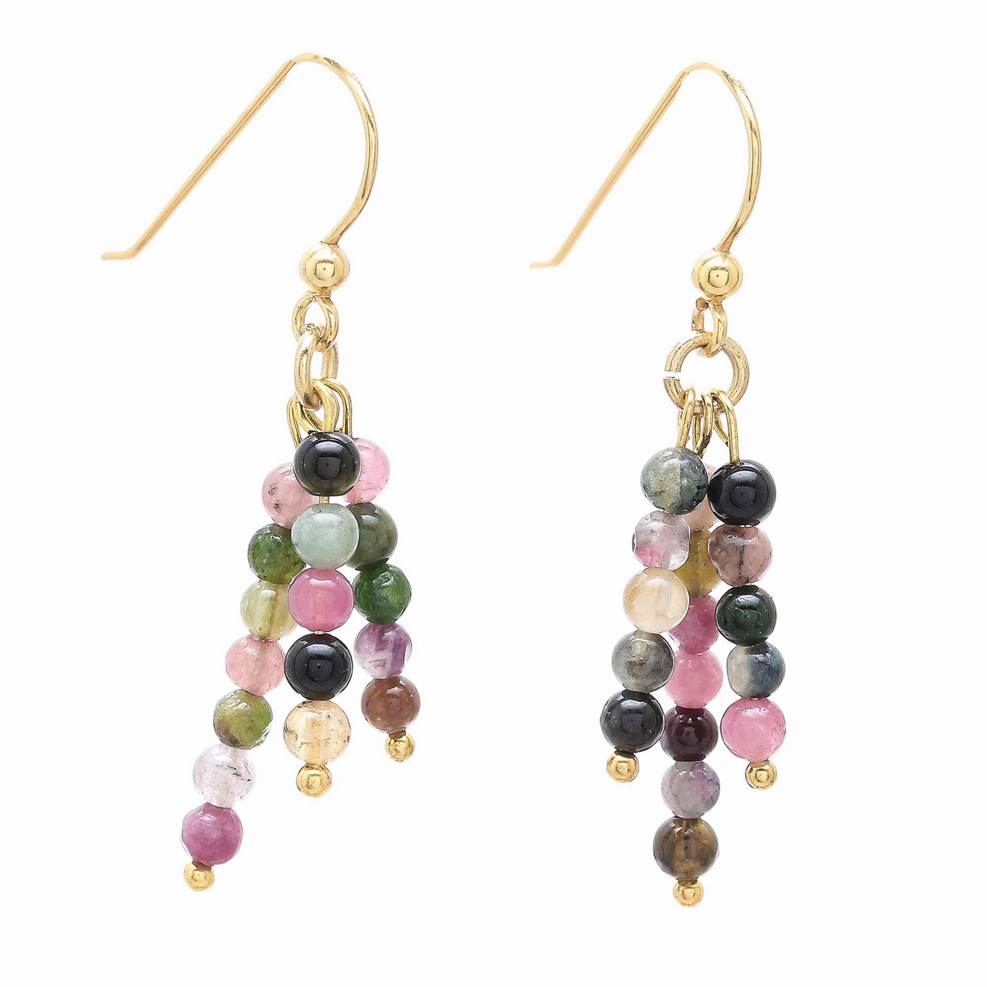 Succulent Candy 18k Gold Plated Natural Tourmaline Dangle Earrings
