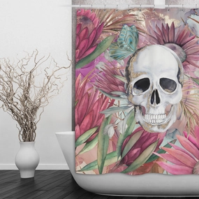 Sugarbush Butterfly Skull Shower Curtains and Optional Bath Mats Lighting,Lamps Fixtures