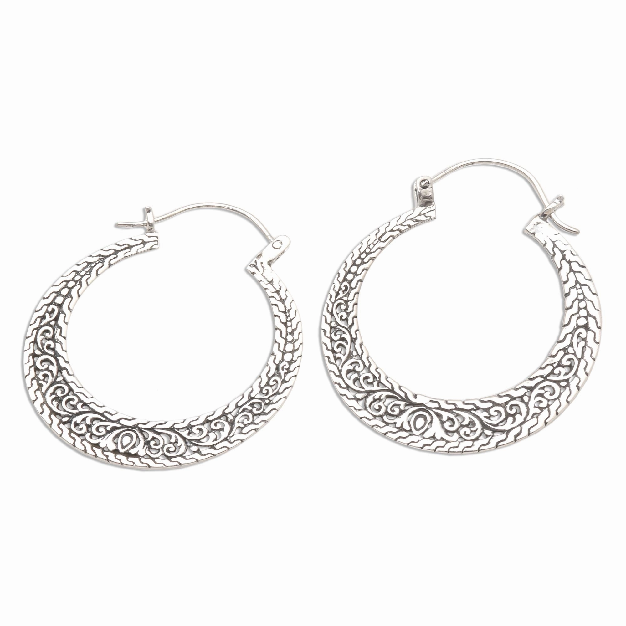 Sukawati Circles Sterling Silver Hoop Earrings from Bali