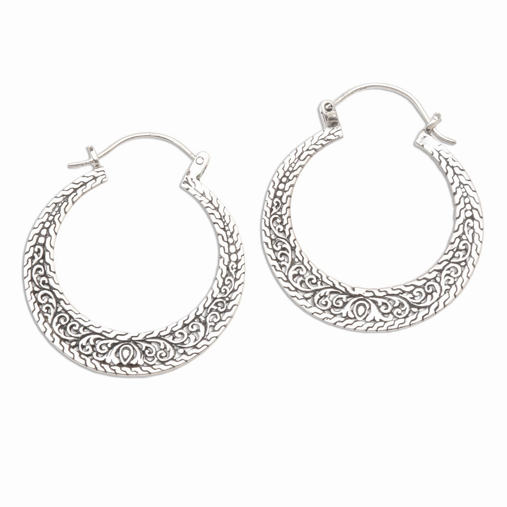 Sukawati Circles Sterling Silver Hoop Earrings from Bali