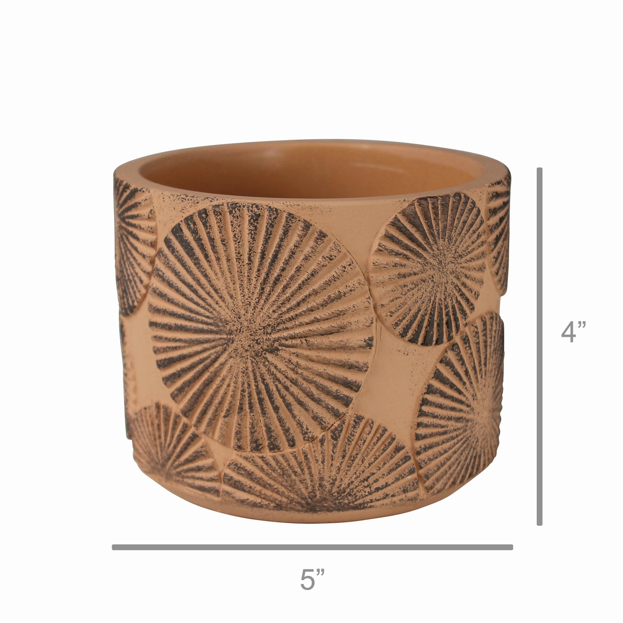 Sunburst Cachepot, Cement - Sm