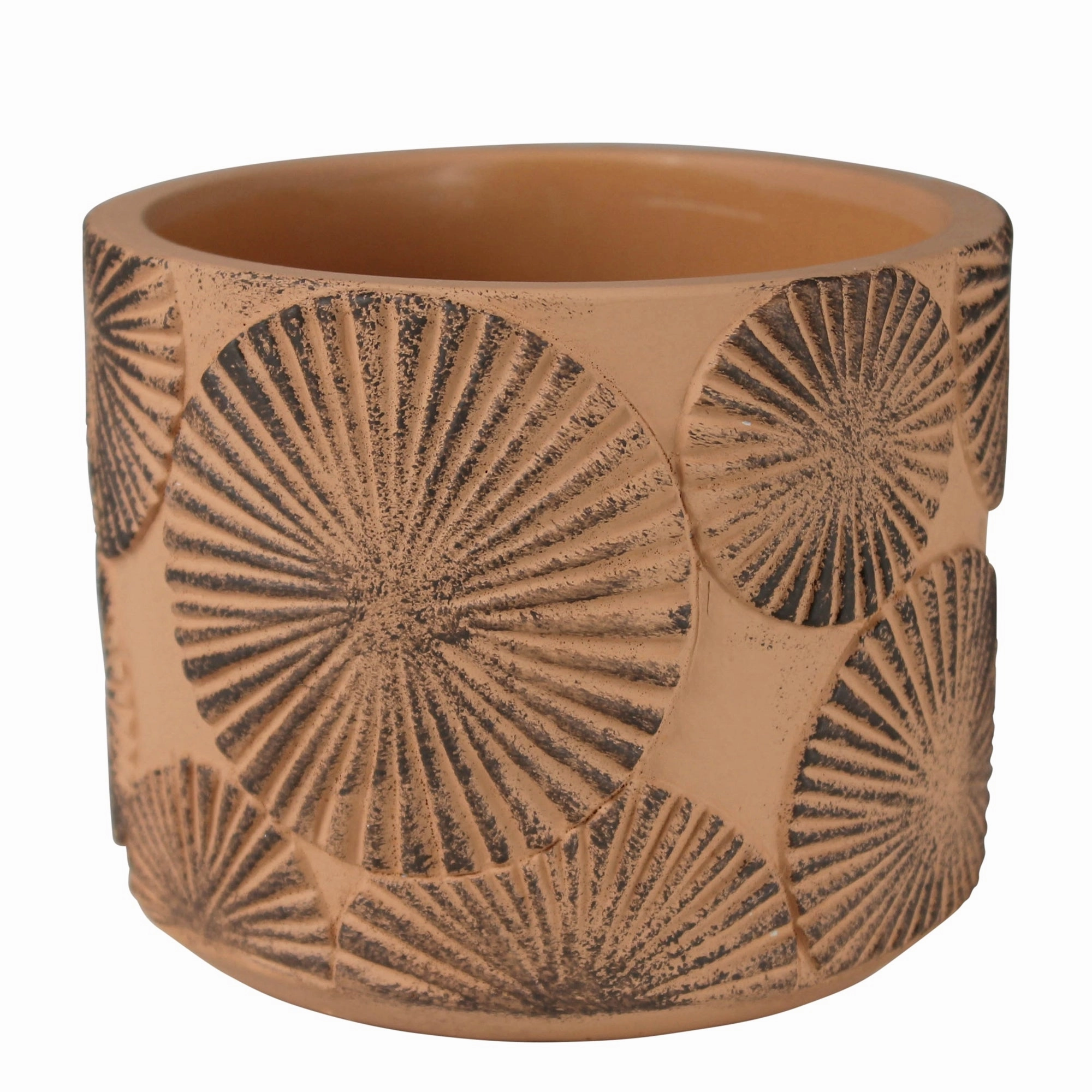 Sunburst Cachepot, Cement - Sm Vase,Ceramic Vase