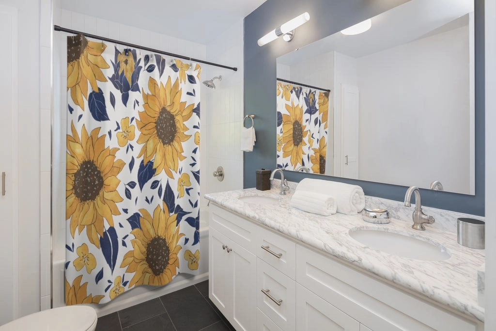Sunflowers, floral shower curtain