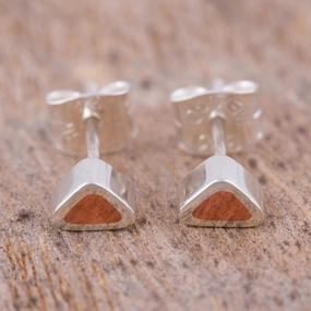 Sunny Spark Copper on Sterling Silver Stud Earrings from Taxco