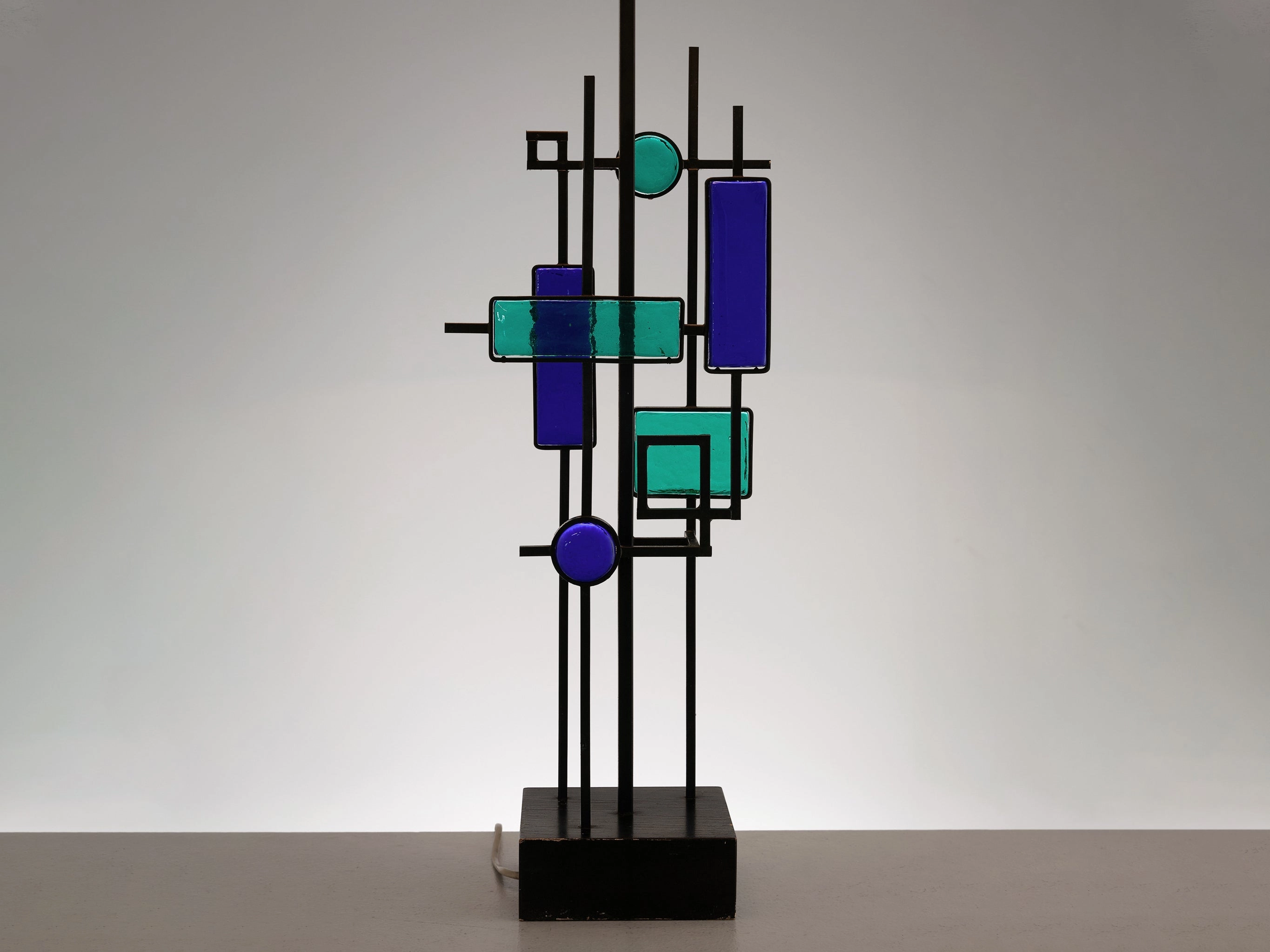 Svend Aage Holm Srensen Sculptural Table Lamp with Iron Frame and Glass