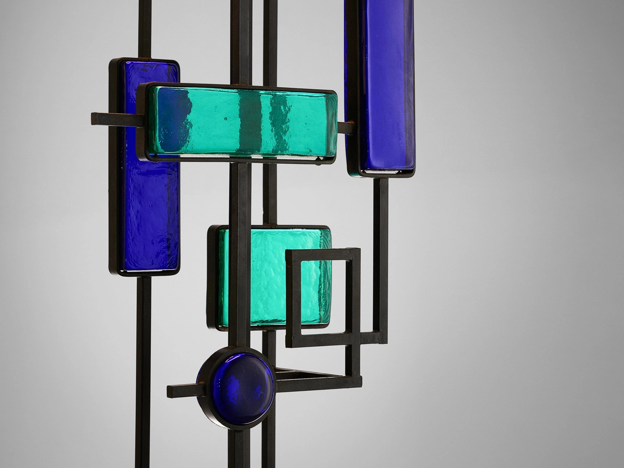 Svend Aage Holm Srensen Sculptural Table Lamp with Iron Frame and Glass