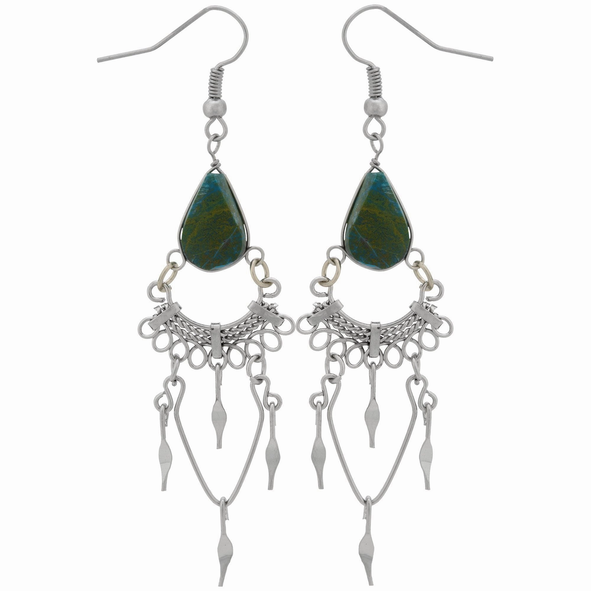Swirls Chandelier Stone Earrings