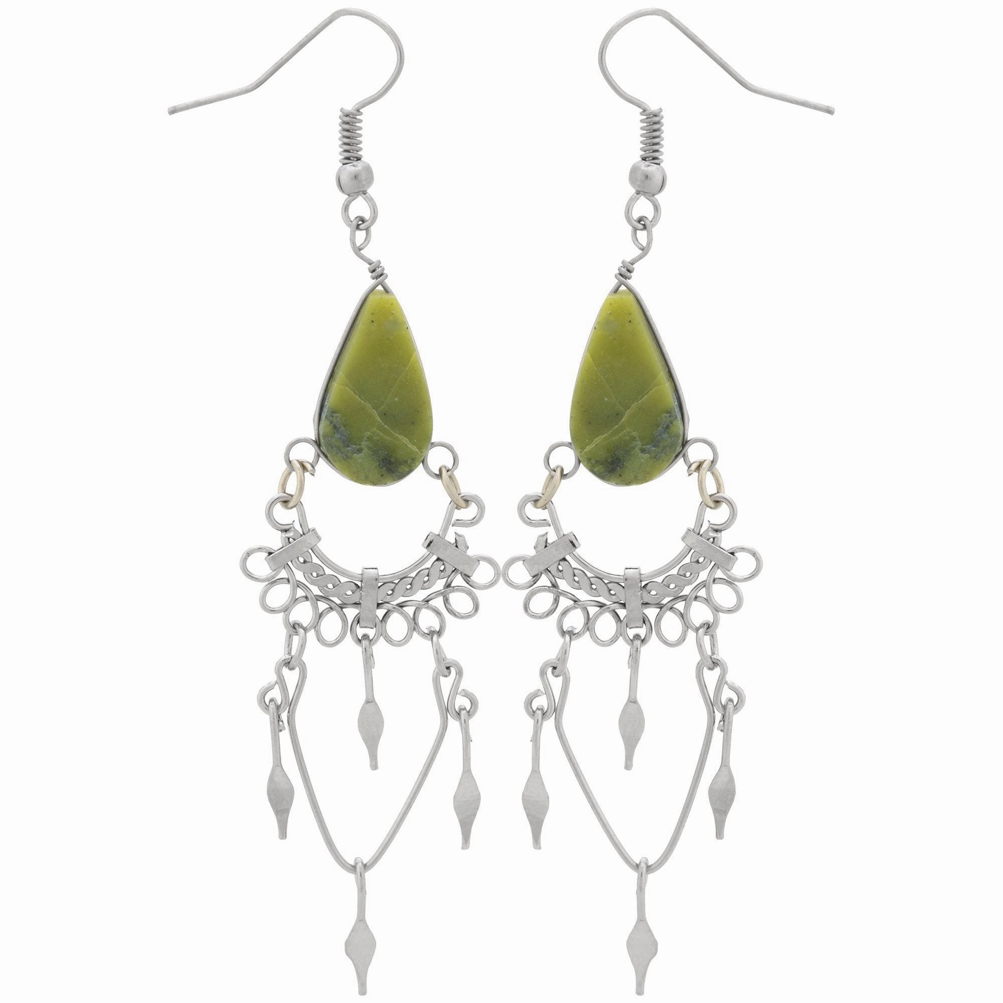 Swirls Chandelier Stone Earrings