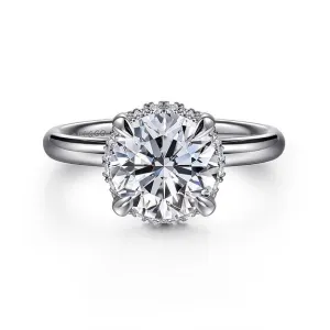 Symphony - 14K White Gold Round Hidden Halo Diamond Engagement Ring (Setting Only)