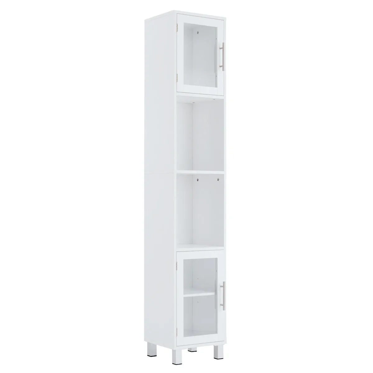 Tall Bathroom Cabinet, Home Bedroom Living Room Wood Linen Storage Cabinet Free Standing