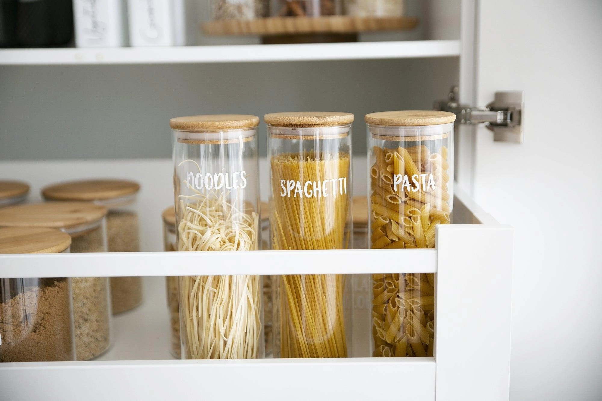 Tall Bamboo Glass Storage Jar - 1.2L