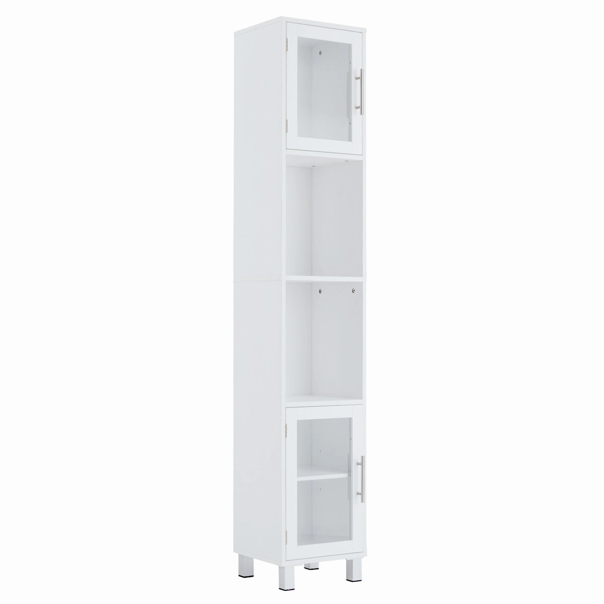 Tall Bathroom Cabinet, Home Bedroom Living Room Wood Linen Storage Cabinet Free Standing