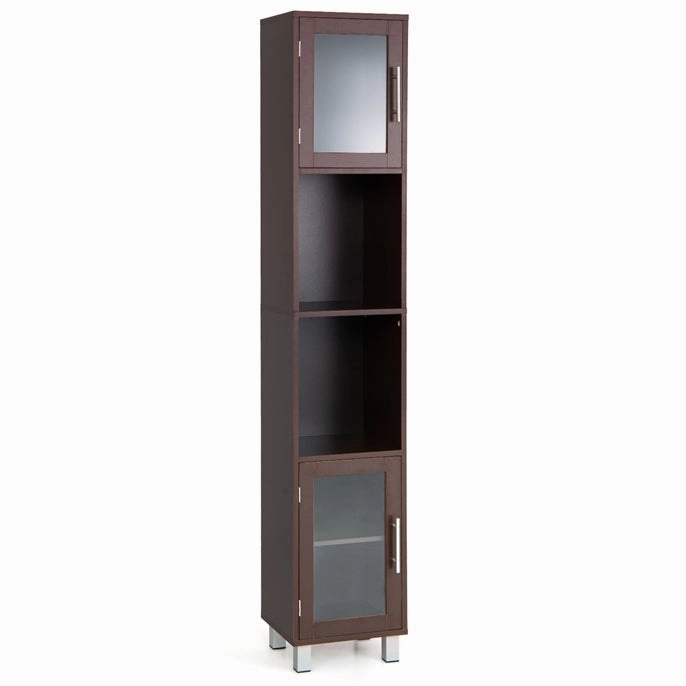 Tall Bathroom Cabinet, Home Bedroom Living Room Wood Linen Storage Cabinet Free Standing