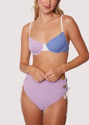 Tan Line Trio Bikini Top In Blue / Lavender / Cream