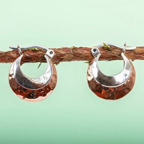 Taxco Mix Hoop Earrings with Sterling Silver and Copper