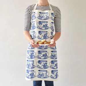 Teacup Apron, 60 x 80cm, White/Delft Blue round coffee table, wooden coffee table