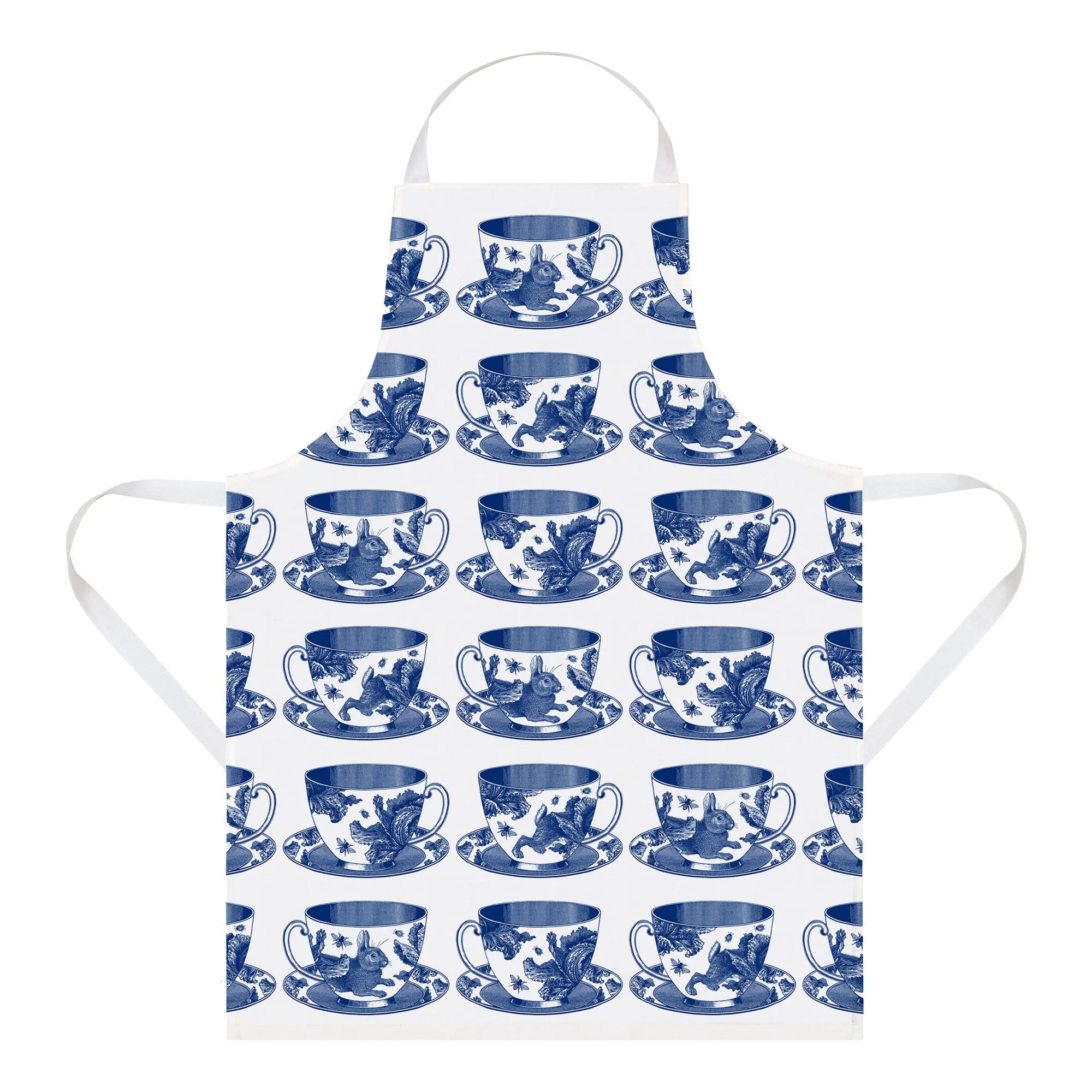 Teacup Apron, 60 x 80cm, White/Delft Blue