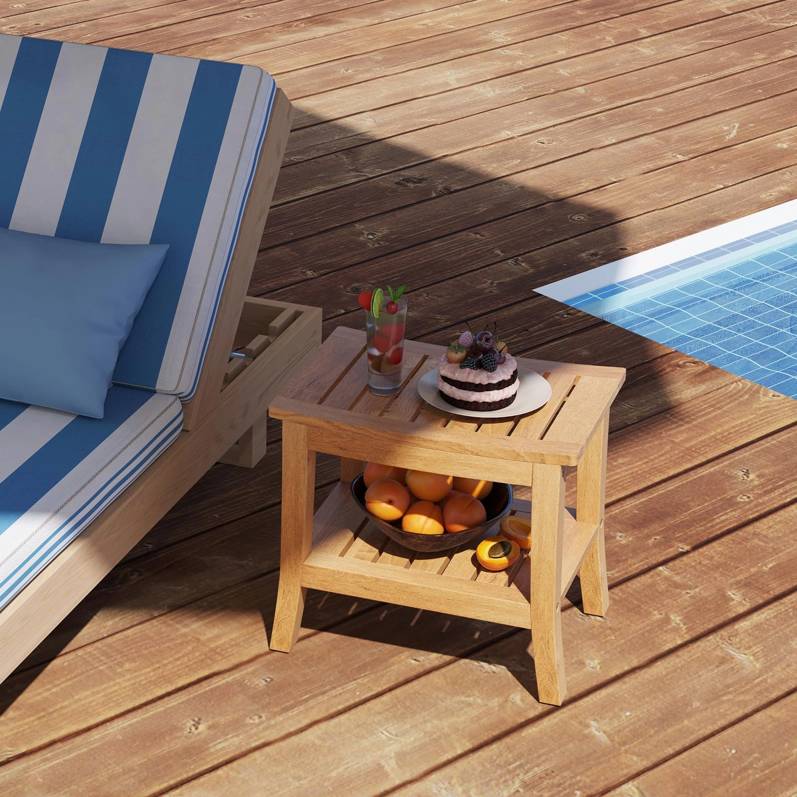 Teak Shower Bench with Shelf