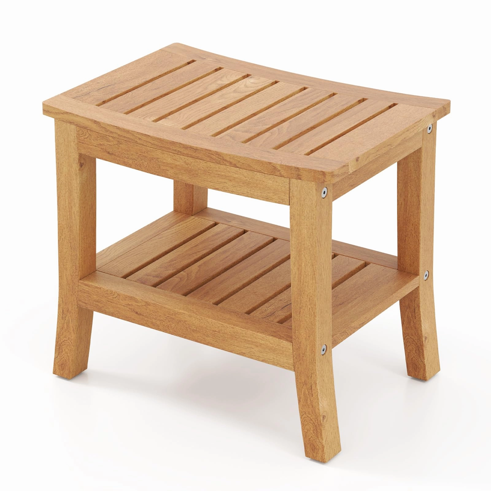 Teak Shower Bench with Shelf