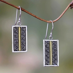 Temple Gate Fair Trade Silver Earrings with 18k Gold Accents
