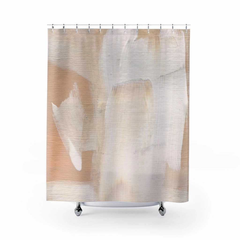 Terracotta Shower Curtain | Beige Burnt Orange Cream Lighting,Home Lighting