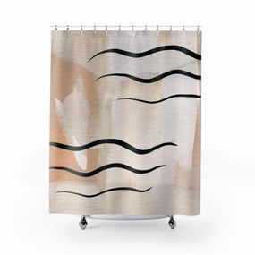 Terracotta Shower Curtain | Beige Cream | One Line Art Lighting,Home Lighting