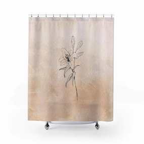 Terracotta Shower Curtain | Beige Cream Floral Lighting,Home Lighting