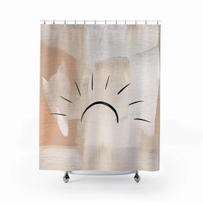 Terracotta Shower Curtain | Burnt Orange White Cream Sunrise Lighting,Home Lighting