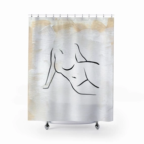 Terracotta Shower Curtain | Cream Beige | One Line Art Lighting,Home Lighting
