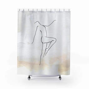 Terracotta Shower Curtain | Cream Woman | One Line Art Lighting,Home Lighting