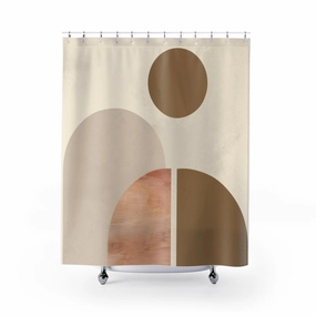 Terracotta Shower Curtain | Dotted Beige Burnt Orange Lighting,Home Lighting