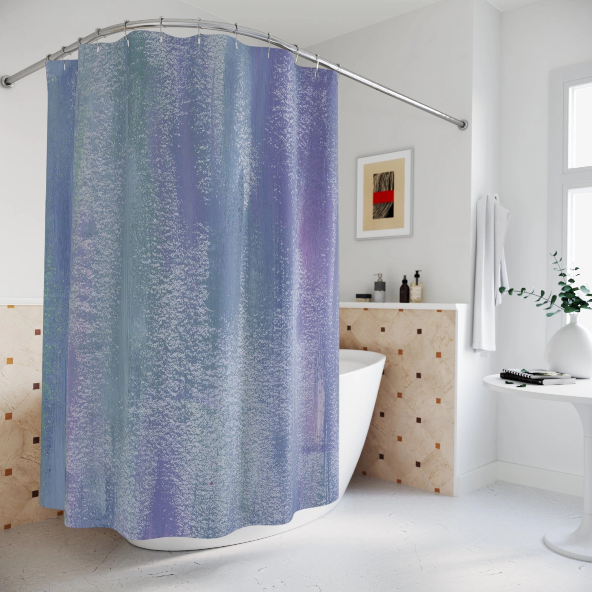 Textured Shower Curtain | Lavender Teal Ombre