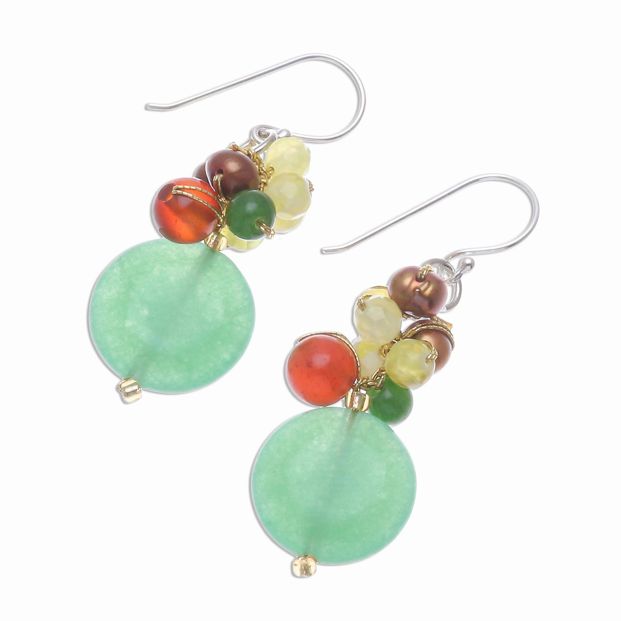 Thai Joy Quartz and Pearl Dangle Earrings