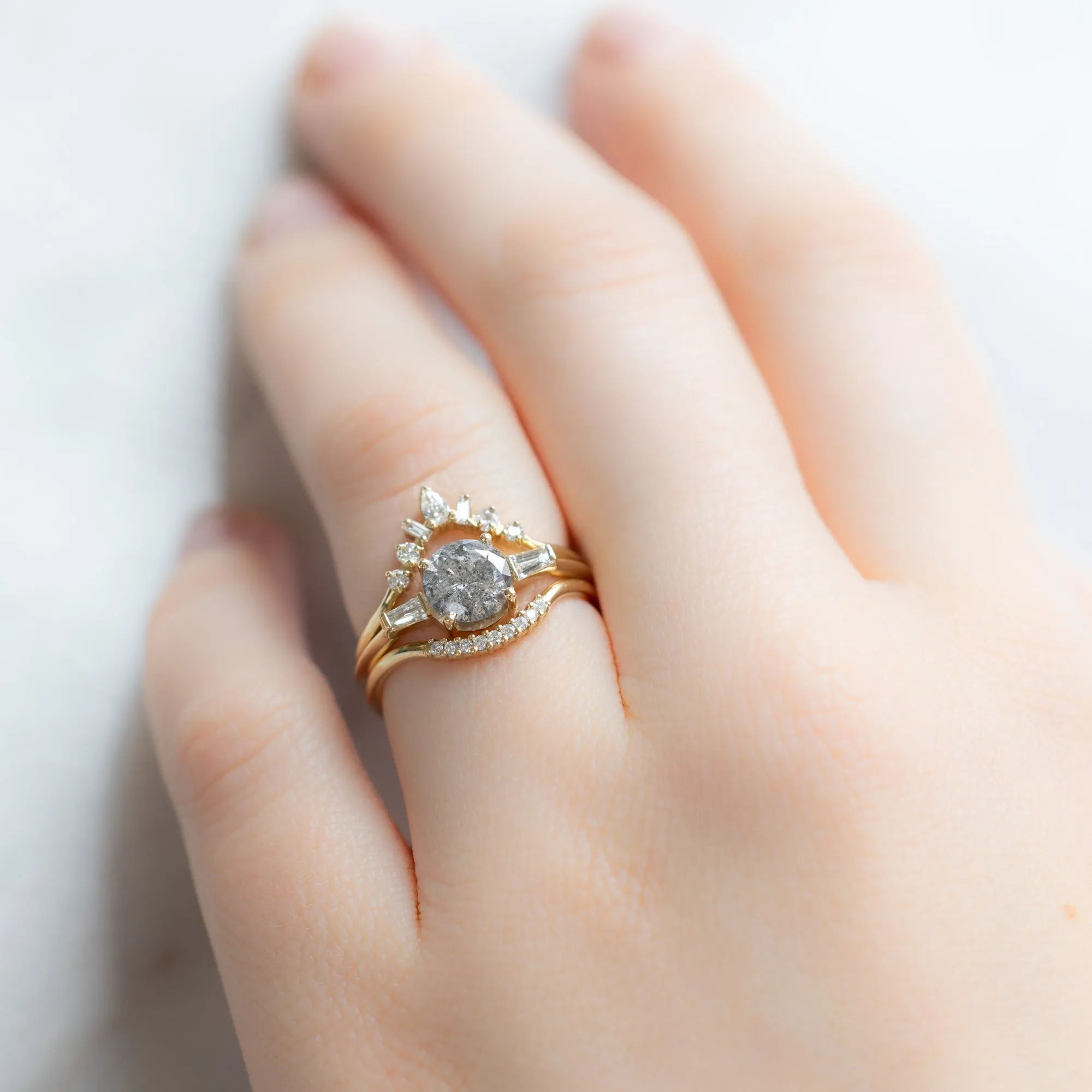 The Ash Ring | 1.22ct Round Salt and Pepper Diamond in 14K Yellow Gold