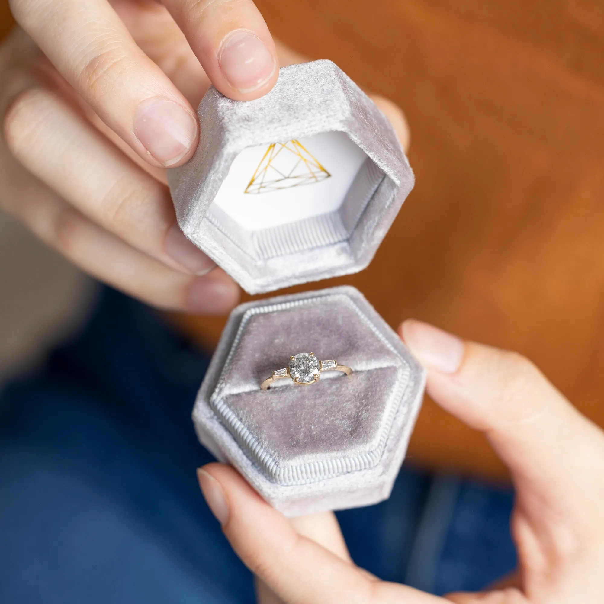 The Ash Ring | 1.22ct Round Salt and Pepper Diamond in 14K Yellow Gold