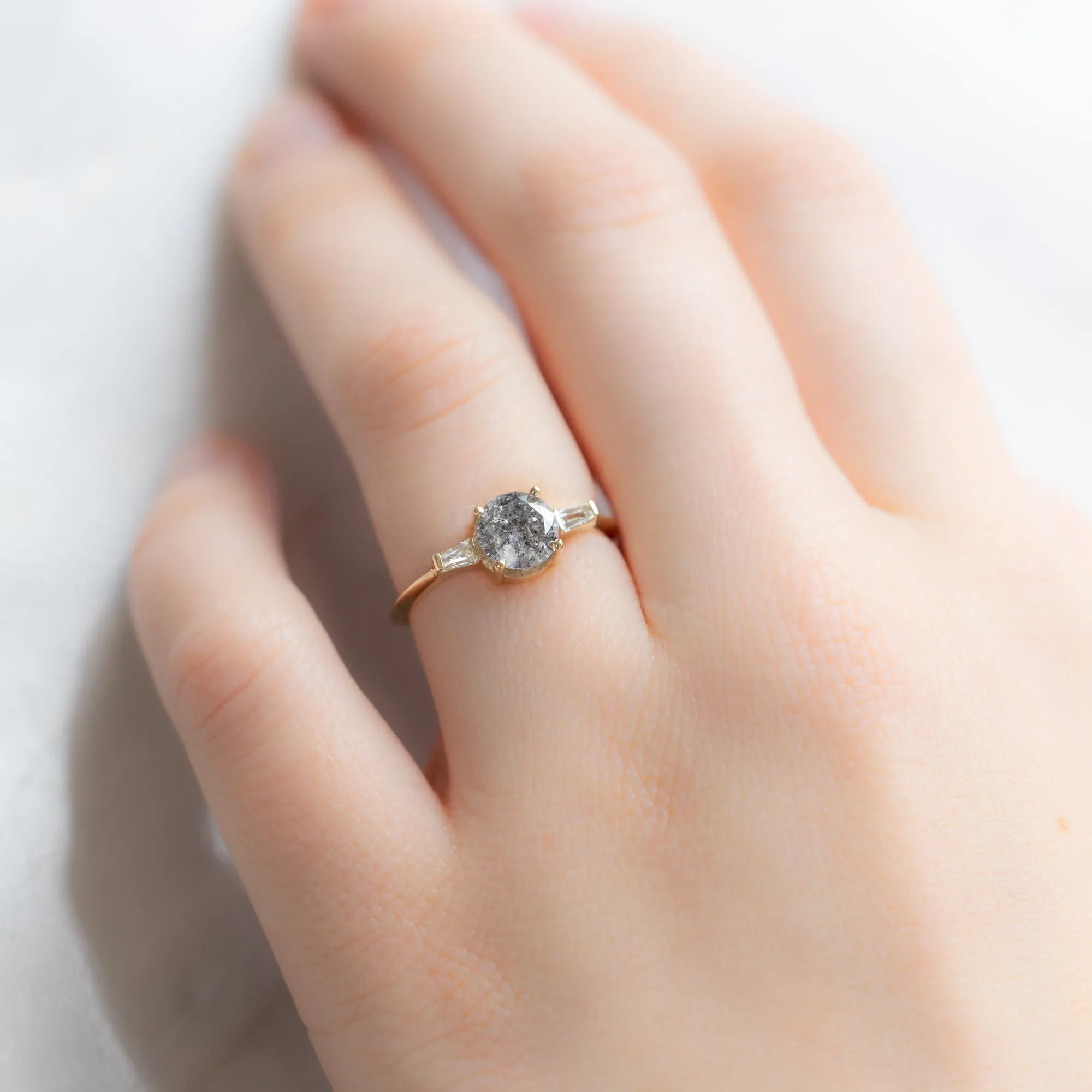 The Ash Ring | 1.22ct Round Salt and Pepper Diamond in 14K Yellow Gold