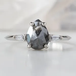 The Ash Ring | 1.24ct Pear Black Diamond in 14K White Gold